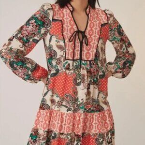 Spliced floral tunic dress